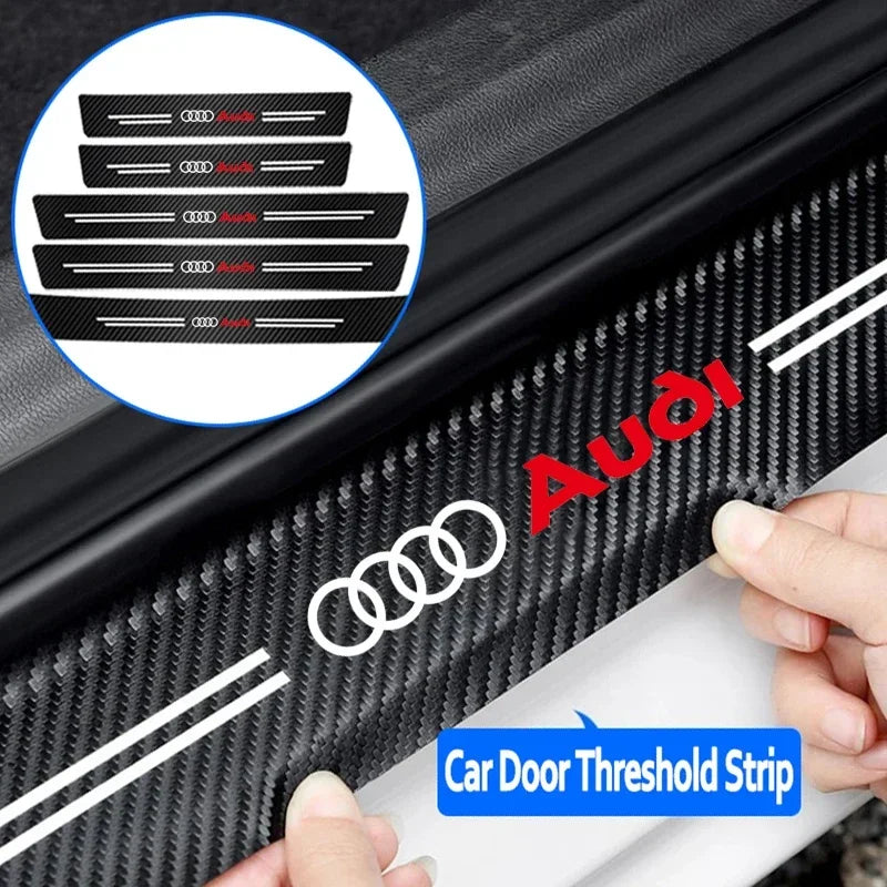 Audi Carbon Fiber Door Sill Protector Stickers